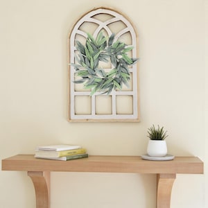 Farmhouse Wooden Wall Window Arch - The Paradise Fields Large Wood Window Frame 2 Sizes 44" and 48" - Paradise Fields + Wreaths