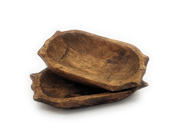 9"-10" Long Itty Bitty Rustic Dough Bowl With Handles- The Mini Big Horn
