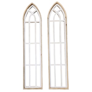 Set of 2 White Rustic Cathedral Windows – Farmhouse Wall Décor- White ...