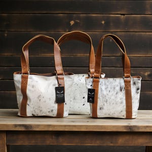Highlands Genuine Cowhide Tote Handbag Black Cowhide Purse image 10