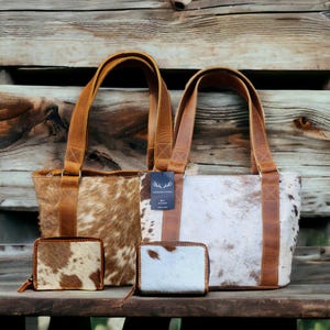 Bundle Deal Highlands Saddle Cowhide Tote Handbag + Credit Card Wallet