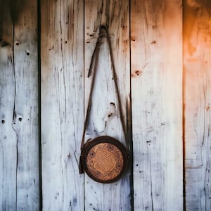 The Rancho Canteen Burnished Tan Hand-Tooled Leather Crossbody