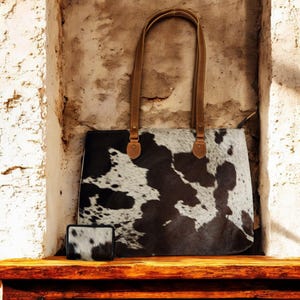 Bundle Deal Highlands Black Cowhide Large Tote + Credit Card Wallet - Ranch Junkie Mercantile LLC