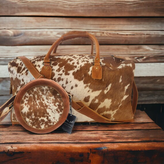 Bundle Deal Highlands Large Genuine Cowhide Weekender Duffel Saddle Crossbody Canteen Saddle Etsy