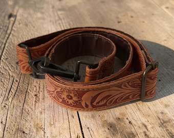 Daisy Adjustable Tooled Leather Western Bag Strap (34" to 60")
