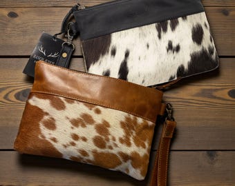 Genuine Cowhide Wristlet Highlands Clutch Bag