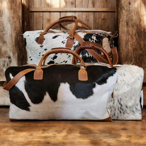Large Genuine Cowhide Weekender Duffel Black Highlands Duffel