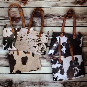 Genuine Cowhide Large Tote Highlands Black Cowhide Tote