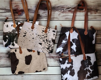 Genuine Cowhide Large Tote Highlands Black Cowhide Tote