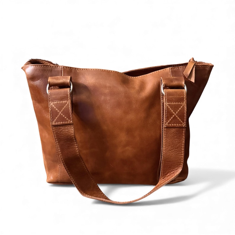 Highlands Genuine Cowhide Tote Handbag Black Cowhide Purse image 8