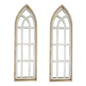Set of 2 White Rustic Cathedral Windows – Farmhouse Wall Décor- White ...