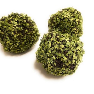 4 Inch Twig + Green Leaf Decorative Bowl Filler Balls