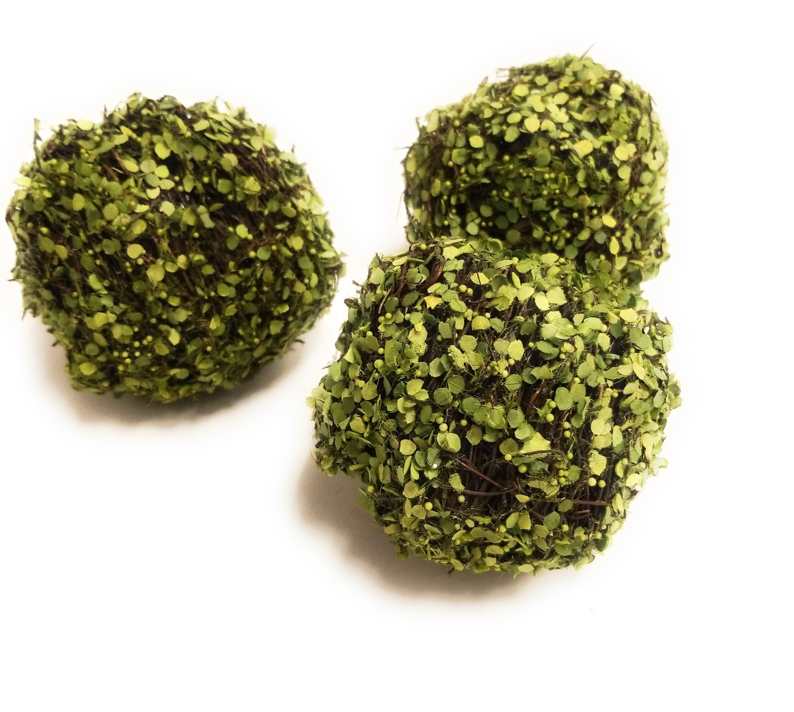 LIOOBO 3 Pcs with Flowers and Grass Ball Plant Ornament Bowl Filler  Greenery Balls Faux Boxwood Sphere simulate Green Balls Wreath Decor Green  Leaves