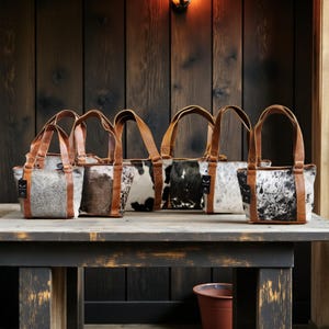 Highlands Genuine Cowhide Tote Handbag Black Cowhide Purse image 3