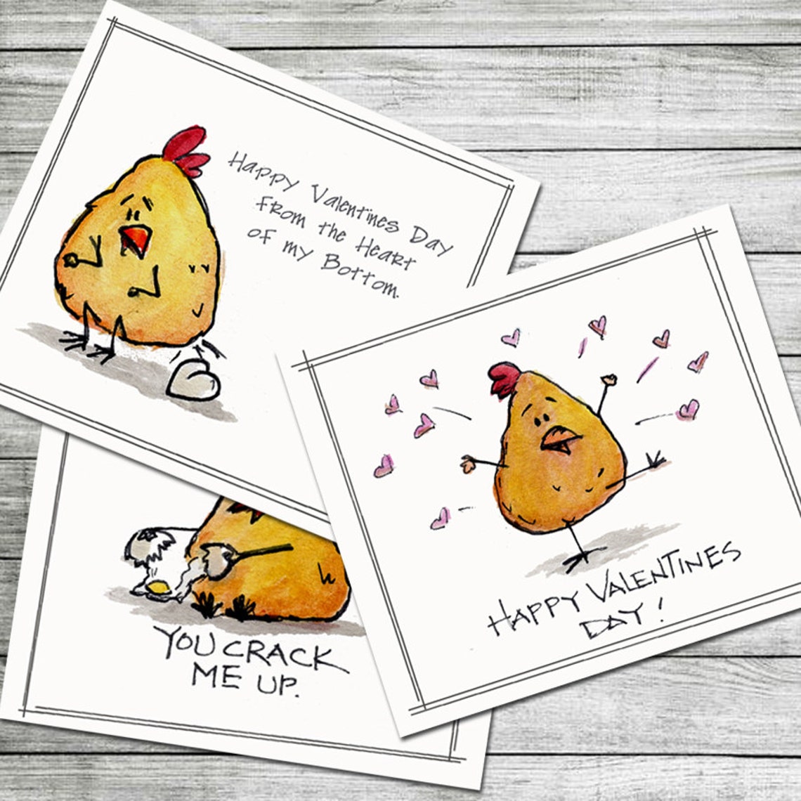 Chicken Valentines Day Cards, PRINTABLE Art, DIGITAL DOWNLOAD, Funny Valentines, Cute Chickens