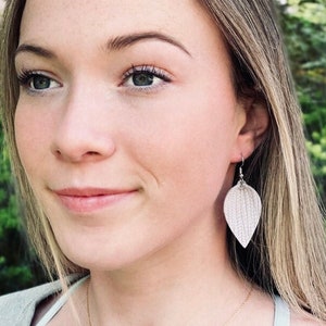 Genuine Leather Earrings, Colorful Palm Leather Earrings, Embossed Leather Earrings, Personalized Gift, Choose Earring Size Design and Color