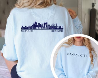 Kansas City Sweatshirt, Kansas City Skyline Sweater, Kansas City Shirt, Comfort Colors Seaside KC Sweater, KC Skyline Sweatshirt,