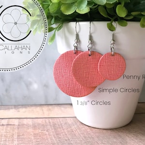 Saffiano Leather Earrings, Choose Your Color and Size, Personalized Genuine Leather Earrings, Genuine Saffiano Leather