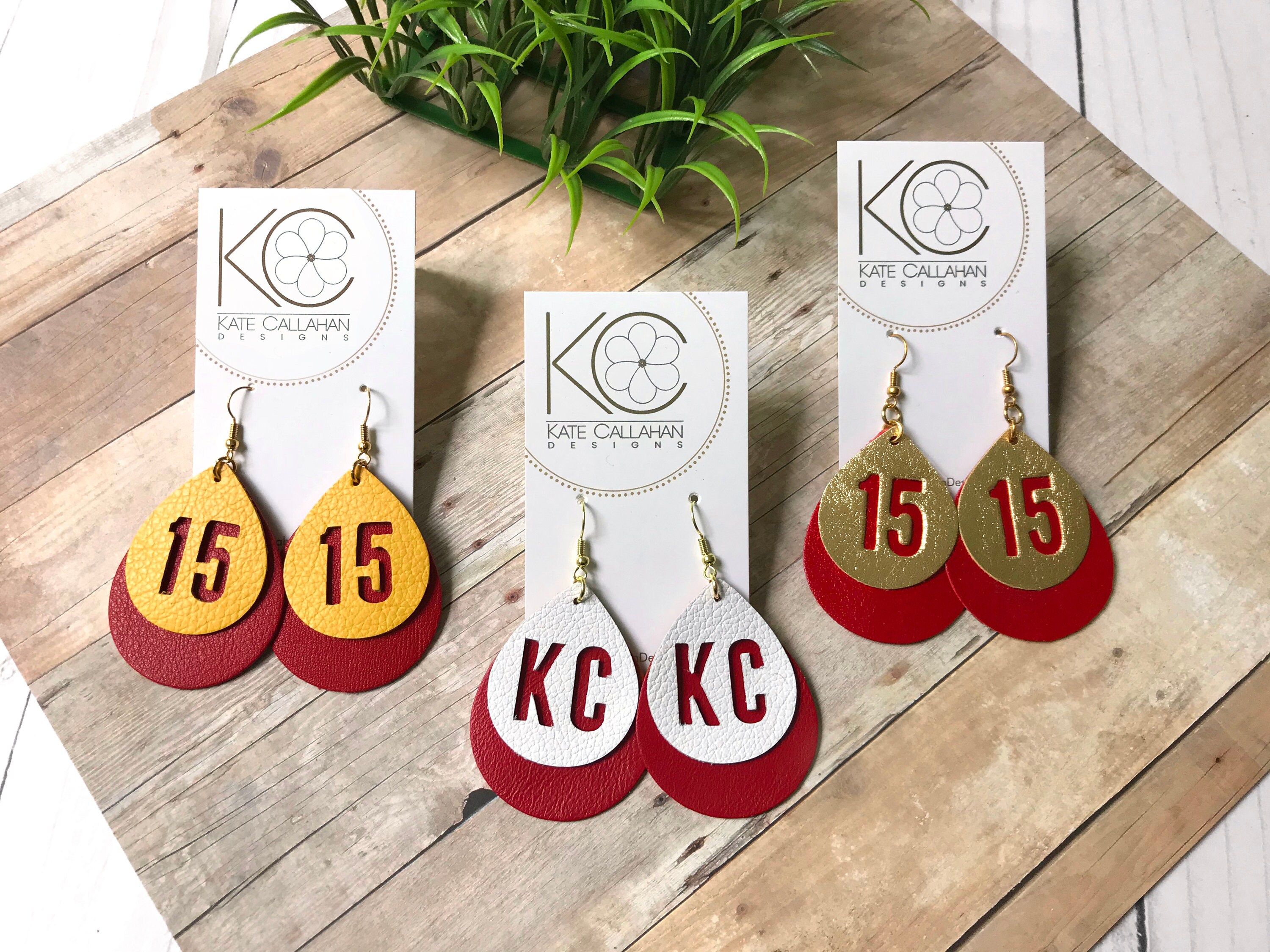 Chiefs leather earrings deals