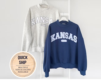 Kansas City Varsity Mockneck Sweatshirt, Embroidered KC Mock Neck Spring Edit, Premium Kansas City Mockneck in Blossom Pink and Jade Green