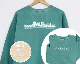Kansas City Sweatshirt, Kansas City Skyline Sweater, Kansas City Shirt, Comfort Colors Seaside KC Sweater, KC Skyline Sweatshirt,