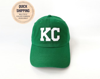 St. Patrick's Day Kansas City Hat, Green KC Hat, Green Saint Paddy's Kansas City Cap, KC Dad Hat, Unique KC Headwear, Irish Kansas City Hat