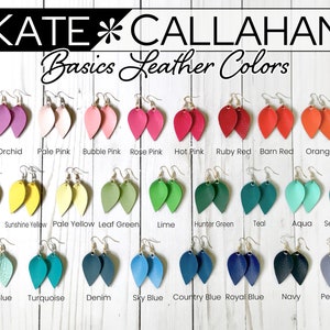 Large and Small Leather Earrings Set, Colorful leather earrings, Pastel Earrings in Genuine Leather, Set of Leather Earrings, Custom Colors