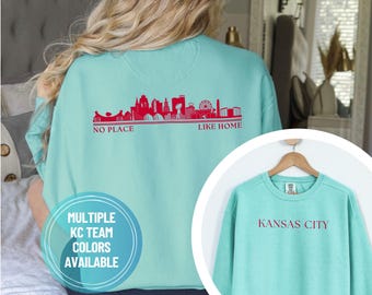 Kansas City Teams Skyline Sweatshirt, Kansas City No Place Like Home Sweater, Kansas City Red Kingdom, Teal Town, Crown Town, Seaside Shirt