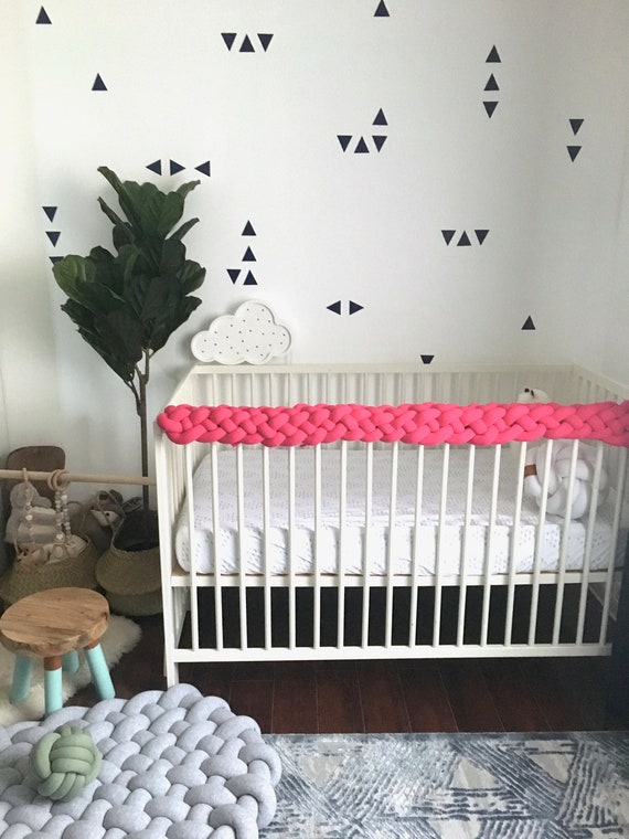 Braided Crib Rail Cover Teething Rail Protector Knot Pillow Etsy