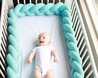 Braided Crib Bumper - Knot Pillow, Knot Cushion, Decorative Pillow, Bolster, Crib Bedding, Crib Sheets, Baby Bedding, Baby Shower Gift