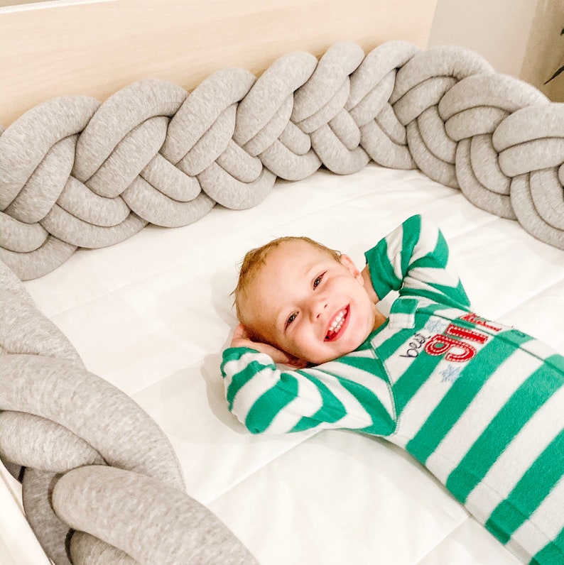 Double Braided Toddler Bed Bumper Knot Cushion Bumper Pad Etsy