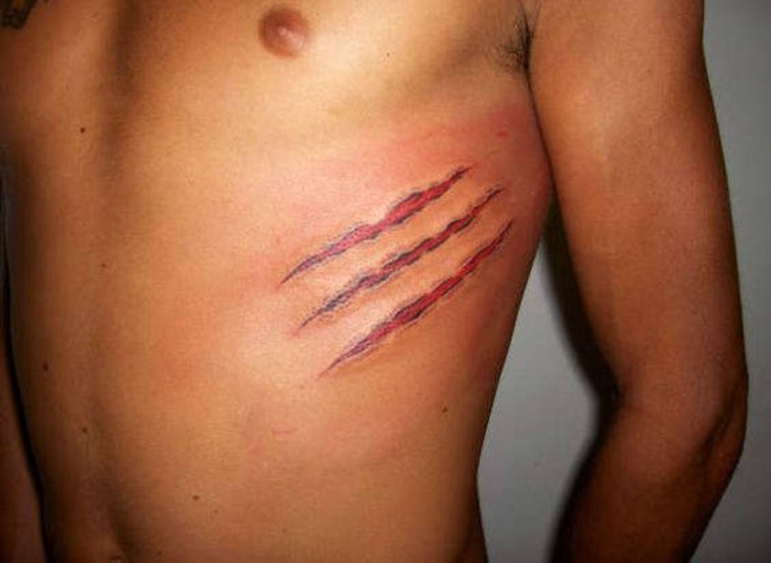 Claw Marks Scars Halloween Temporary Tattoo - Etsy Claw Marks Scars Halloween Temporary Tattoo - Etsy