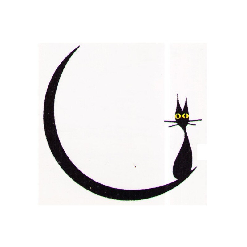 Temporary tattoos Cat Moon 2x2 inch Etsy