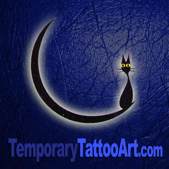 Croissant De Lune Chat Faux Tatouage 2 X 2 Pouces Etsy Croissant De Lune Chat Faux Tatouage 2 X 2 Pouces Etsy