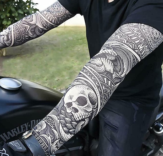 Tattoo Sleeve Arm Stocking Halloween Biker Size Small Green Snake Biker