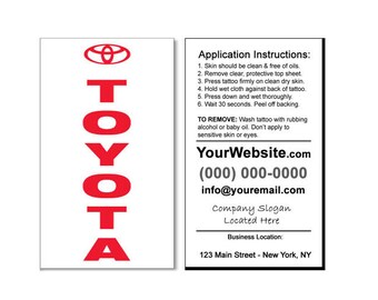 Business card temporary tattoos