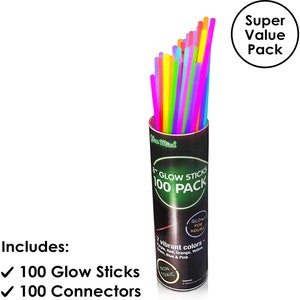 100 Glow Sticks Bulk Party Supplies Glow in The Dark Fun Party Pack with 8 Glowsticks Bracelets and Necklaces for Kids and Adults image 2