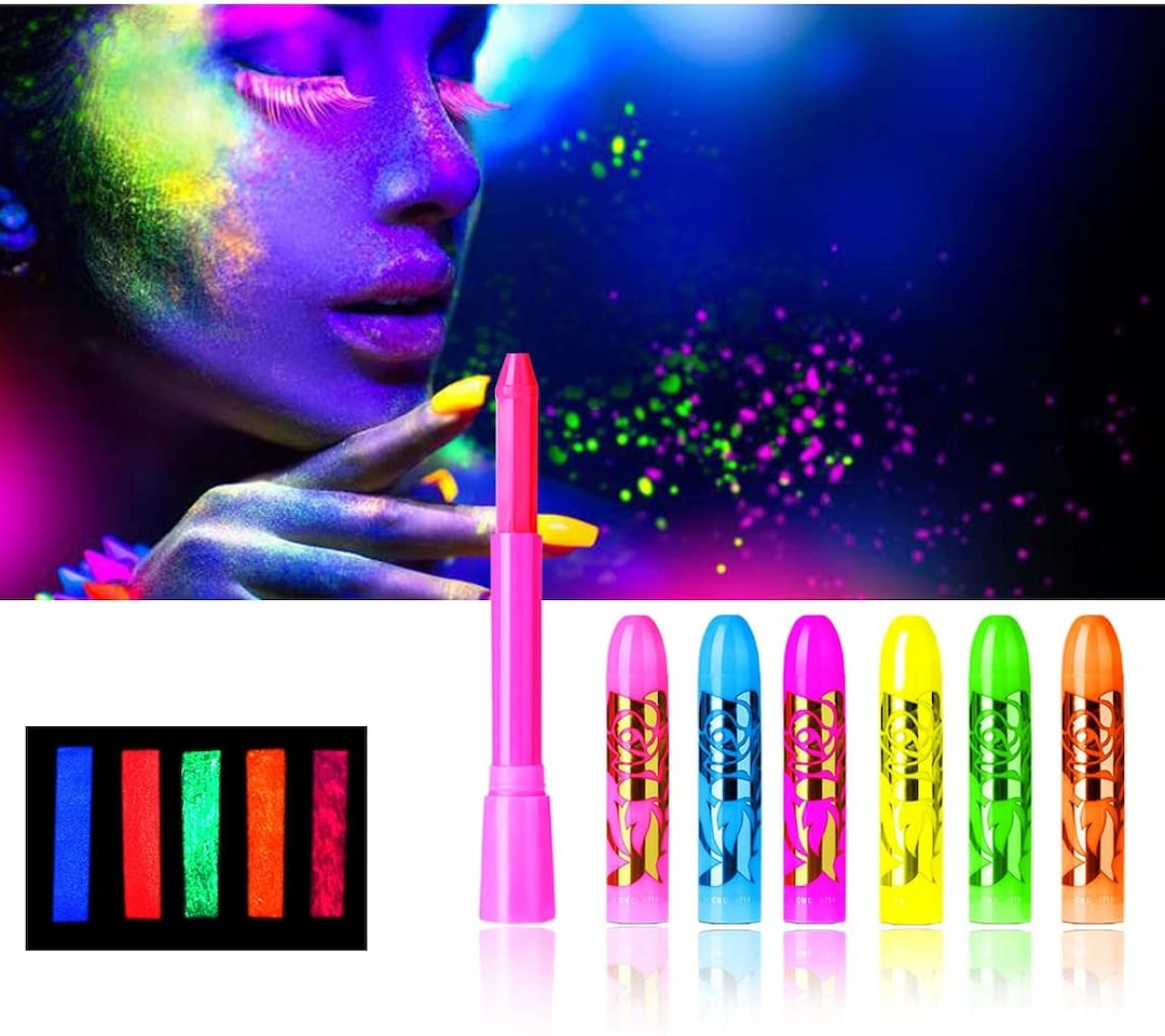 UV Glow in the Dark Face Paint Crayonsblack Light Makeup Neon Etsy Canada