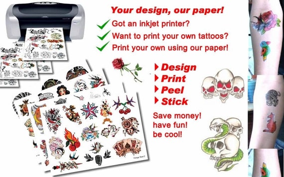 Temporary LASER TATTOO Paper and make your own design - 5 sheets