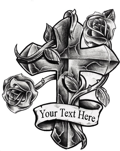 Cross Temporary Tattoo Customize with your text | Etsy