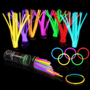 100 Glow Sticks Bulk Party Supplies Glow in The Dark Fun Party Pack with 8 Glowsticks Bracelets and Necklaces for Kids and Adults image 1