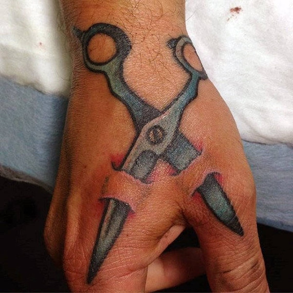 Scissors Through Skin Halloween Temporary Tattoo - Etsy