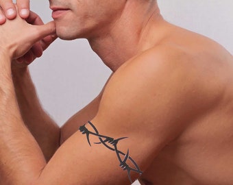 Barbwire Armband Fake Tattoo Temporary Tattoos Design Etsy Israel