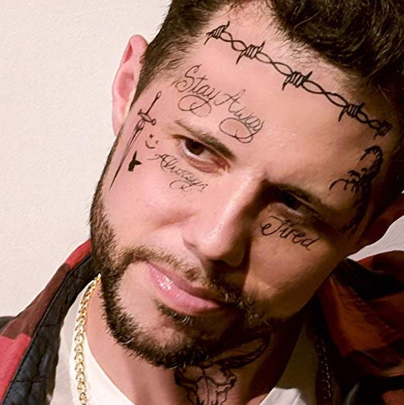 Post Malone Face Temporary Tattoo Costume Etsy Canada