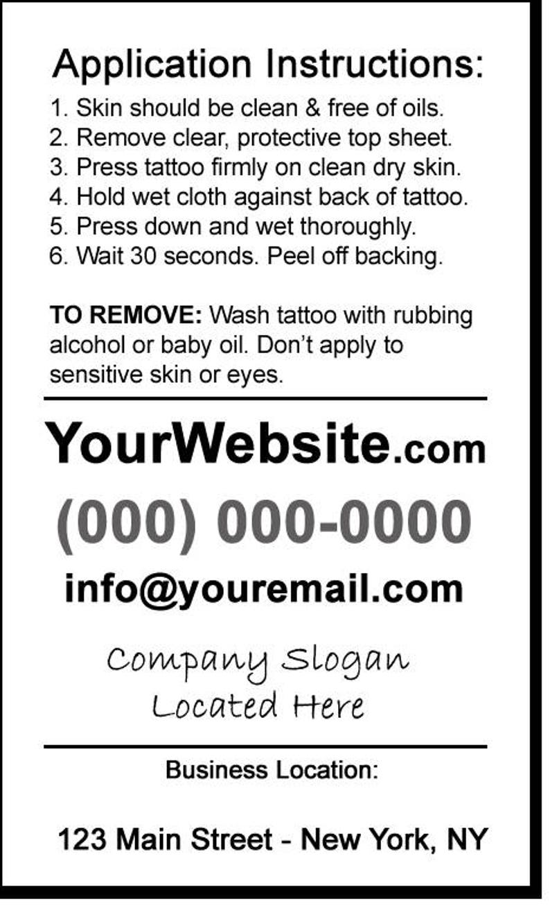 Custom Temporary Tattoo Your Logo or Design Etsy