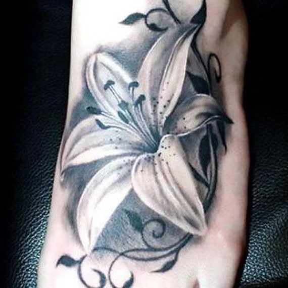 Black And White Stargazer Lily Tattoos