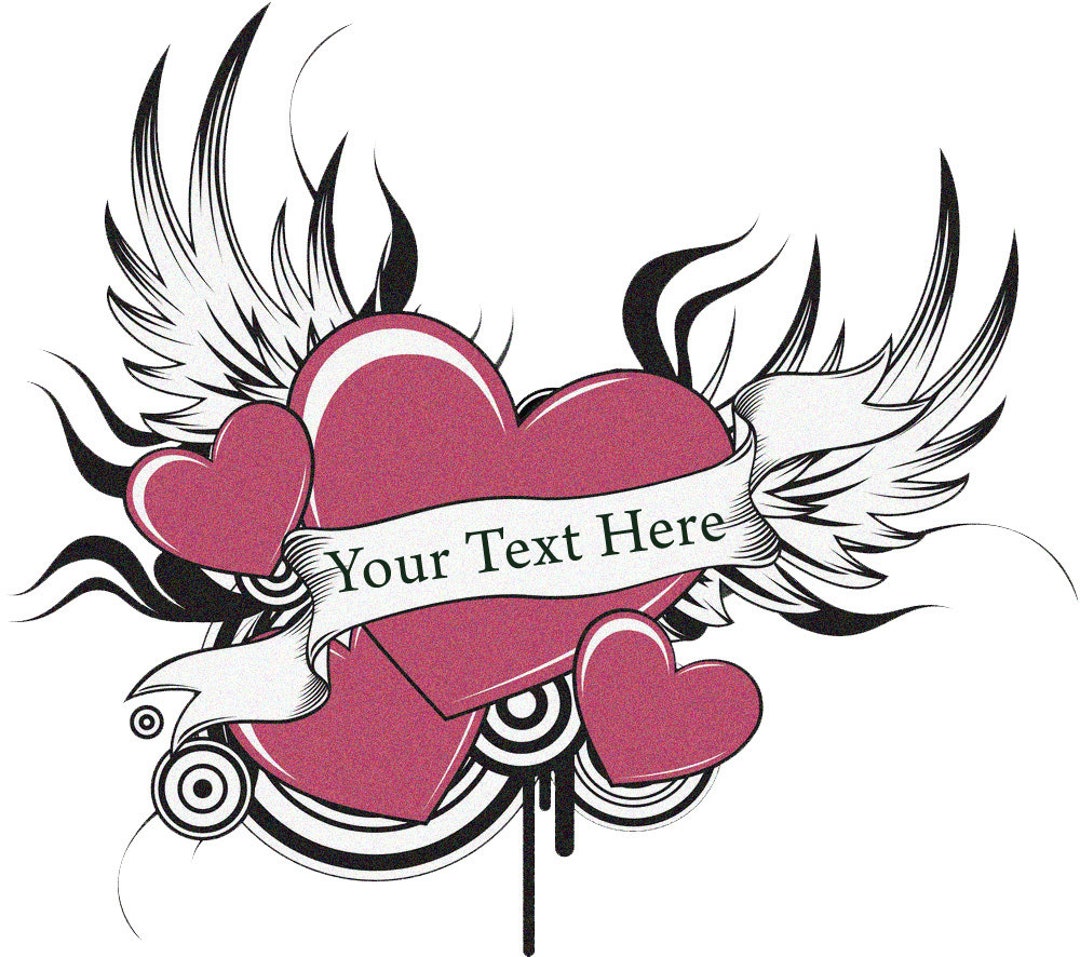 Tribal Heart Wings Tattoo Customize With Your Text - Etsy Ireland Tribal Heart Wings Tattoo Customize With Your Text - Etsy Ireland