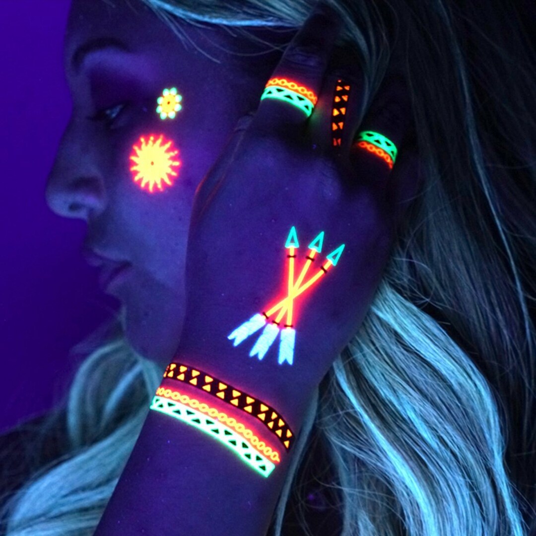 Glow in the Dark Temporary Tattoos 10 Designs Etsy