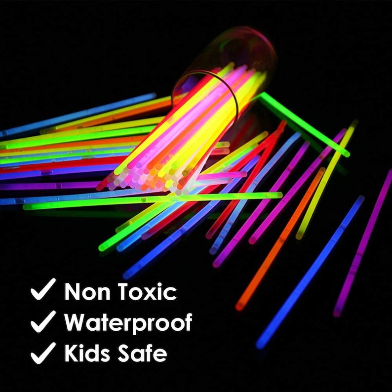 100 Glow Sticks Bulk Party Supplies Glow in The Dark Fun Party Pack with 8 Glowsticks Bracelets and Necklaces for Kids and Adults image 5