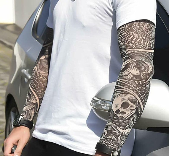 2 X Tattoo Arm Sleeves Fake Nylon Elastic Stocking Full Arm Etsy